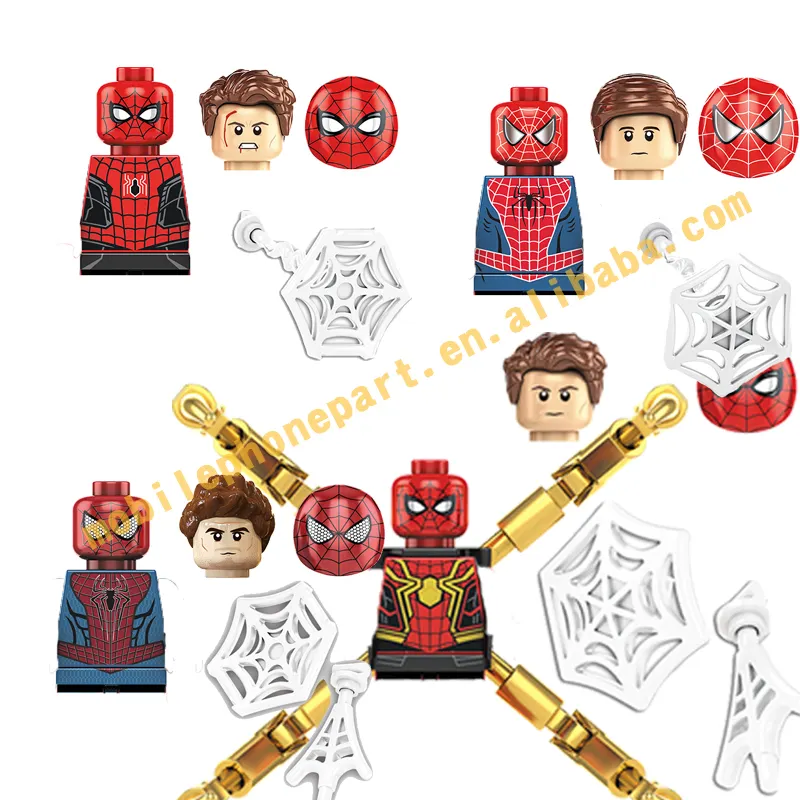 LEMON KF6155 Super Heroes Movie Spider Series Man Mini Assembled Building Block Action Figures Kid'Educational Toys Juguetes