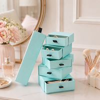 Boîte d'emballage de bijoux de luxe de qualité supérieure en vert menthe avec tiroir coulissant, boîte cadeau en carton personnalisée pour bijoux et petits cadeaux