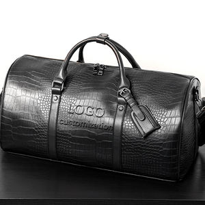 DAYGOS Logo personnalisé <span class=keywords><strong>noir</strong></span> Crocodile Pu <span class=keywords><strong>cuir</strong></span> voyage étanche affaires week-end <span class=keywords><strong>sac</strong></span> sacs sacs <span class=keywords><strong>de</strong></span> voyage hommes - Product Image 1