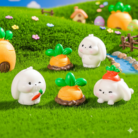 Figurines de lapins miniatures en résine mignonnes et kawaii, lapins blancs avec carotte pour maison de poupée, jardin féerique, décoration DIY pour la maison