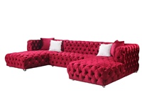 Tufted Chesterfield Modular Sofa Chesterfield U-förmige Schnitt Wohnzimmer Sofas