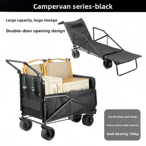 Multifunktionaler Faltbarer Campingwagen für Draußen mit Vier Rädern, Liegefunktion, Metallkonstruktion, Doppelnutzung für Strand und Camping - Product Image 4