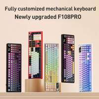 Nouveau clavier de jeu sans fil AULA F108 PRO pleine taille avec fixation Gasket, 108 touches, tri-mode, RGB, mécanique, avec écran et bouton rotatif