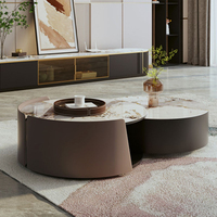 Table basse ronde de luxe moderne avec plateau en pierre frittée, mobilier de salon, OEM ODM, taille et couleur personnalisées