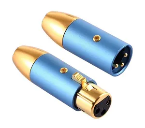 Blue 3 Pin XLR Connectors Male+ Female 3 Pole XLR Plug Jack Socket Microphone MIC Cable Terminal Wire 3pin xlr