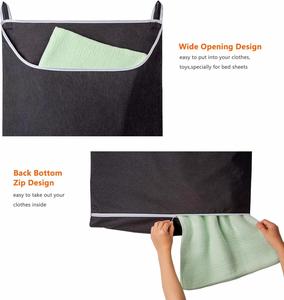 Sac à linge suspendu personnalisé grand format réutilisable avec poche avant en tissu Oxford, organisateur de porte lavable, résistant aux déchirures, gain de place, fermeture éclair - Product Image 3