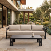 Canapé d'extérieur trois places en aluminium avec tissu imperméable, pièce maîtresse pour villa, jardin et mobilier de patio
