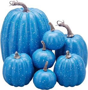 Lot de 7 décorations de citrouilles d'Halloween, modèles de citrouilles artificielles en mousse, décorations artisanales pour la récolte, décorations d'automne - Product Image 5