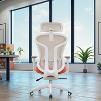 Chaise de bureau ergonomique moderne en maille avec accoudoirs et appui-tête réglables, base en nylon et fonction pivotante