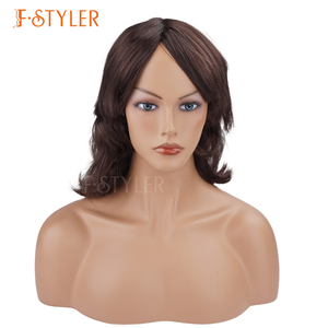 FStyler mujeres pelucas marrón oscuro ondulado pelo diario fibra sintética fiesta Halloween Cosplay <span class=keywords><strong>abuela</strong></span> <span class=keywords><strong>peluca</strong></span> - Product Image 3