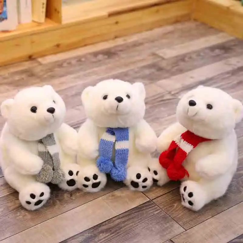 15CM 26CM Cute White PlushStuffed Polar Bear ToyとScarfためKids