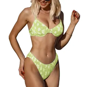 Sexy Kleine Bloem Slat Badpak Dames Bikini Strandmode Tweedelig Badpak Zomer Mode Bikini Set Split Badmode Bikini