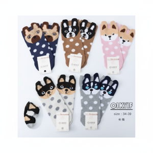 Calzini da barca da donna cartoni animati 10 stili in una scatola traspirante in Spandex lavorato a maglia per le stagioni estive e invernali - Product Image 1