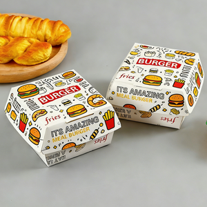 Boîte alimentaire jetable personnalisée, boîte d'emballage pour hamburger auto-pliable, conception non pliable pour l'emballage en papier à emporter - Product Image 1