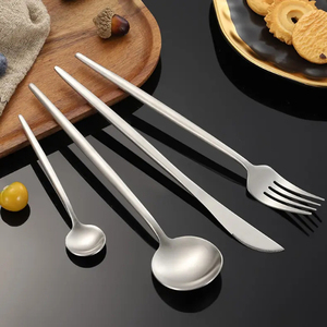 Wholesale Reusable Custom Luxury Wedding Spoon Fork Stainless Steel Golden Cutlery Flatware <b>Sets</b> - Product Image 3