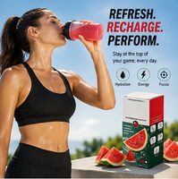 Poudre de boisson énergisante saveur pastèque marque distributeur – Ingrédients complexes de qualité supérieure d'origine végétale – Goût fruité pastèque