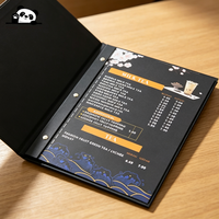 Buku Menu Kulit Keras Cetak Kustom Mewah, Folio Menu Kulit dengan Logo Embos, Sampul Menu yang Dapat Digunakan Kembali untuk Bistro