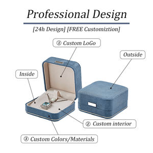 थोक सूट मखमली रिंग ब्रेसलेट बिंगल नेकलेस इयररिंग पैकिंग गहने बॉक्स कस्टम लोगो सामग्री शैली - Product Image 5