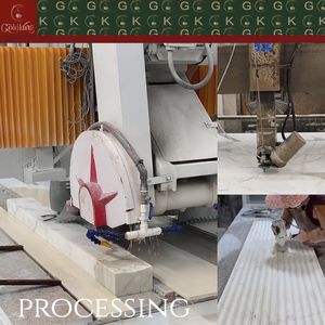 Candelabro <span class=keywords><strong>in</strong></span> Marmo Bianco Calacatta GOLDKING, Artigianato <span class=keywords><strong>con</strong></span> Dettagli Incisi a Mano, <span class=keywords><strong>Rivestimento</strong></span> Nano per Villa, Patio, Caminetto - Product Image 6