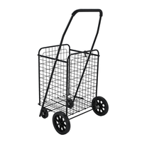 Chariot de supermarché pliable en métal avec roues pivotantes, vente en gros