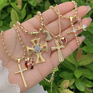 Réglable hommes/femmes tenue quotidienne mode pendentif collier classique Simple diamant Zirconium croix <span class=keywords><strong>combinaison</strong></span> religieux - Product Image 1