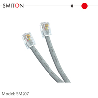 Cable Telefónico Modular RJ9, Conexión Cruzada Recta 4P4C, Patrón Plano, Longitudes Disponibles de 1, 3, 7 y 25 Pies