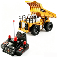 Camión Volquete Eléctrico RC de Plástico 4x4 a Escala 1/20 con Luz y Sonido, Juguete Educativo de Vehículos de Construcción a Control Remoto de 9 Canales