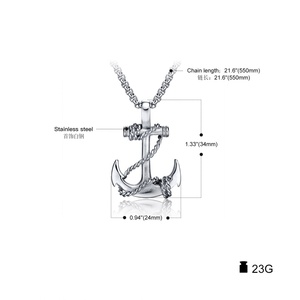 Collier pour homme en acier titane, pendentif ancre de bateau, style hip-hop urbain, Aliexpress Personality - Product Image 2