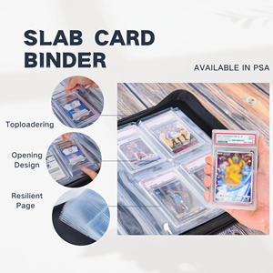 Classeur pour cartes gradées à 4 pochettes, 32 emplacements, en cuir PU, avec fermeture éclair, pour cartes Toploader, album de collection - Product Image 6