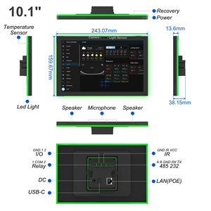 Tablet per Prenotazione Sale Riunioni da 10.1 Pollici, Android 14, Display POE <span class=keywords><strong>a</strong></span> Parete con Barra LED Laterale, Controller Smart Office RK3576S - Product Image 3