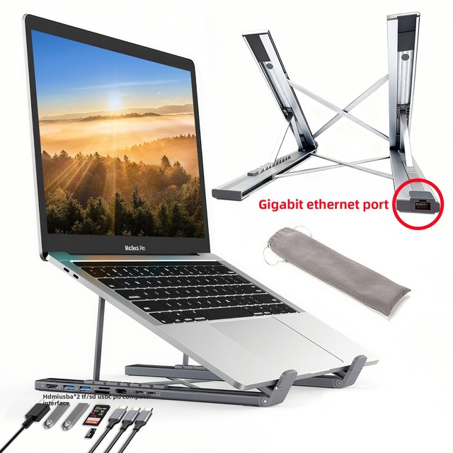 Type-C Laptop Docking Station with Stand for 4K Gigabit Ethernet Port USB Hub Compatible with Phones and Tablets Made in China