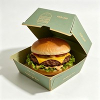 Boîtes à hamburgers personnalisées en gros, emballages pour frites à emporter, boîtes en papier pour poulet frit