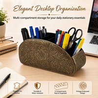 Support de télécommande en cuir PU, boîte organisatrice avec 5 compartiments pour table, lit, bureau, accessoires de bureau et de maison