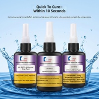 Colle UV sans ombre UV-9615 9629, liquide acrylique PMMA PVC PC, adhésif avec résistance à l'eau IPX4 et à la chaleur 100°C pour collage