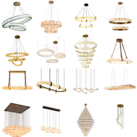 Lustre en albâtre au design créatif haut de gamme, entièrement en cuivre, marbre naturel, luminaires pour salon, salle à manger, CE RoHS