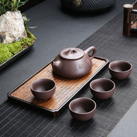 Juego de Té de Arena Morada, Una Tetera y Cuatro Tazas, Juego de Té de Viaje, Regalo Empresarial, Taza de Té Simple, Caja de Regalo, Logotipo Personalizado, Venta al por Mayor