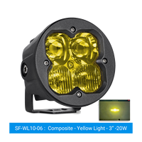 Projecteur de travail LED 20W, rond de 3 pouces, pour conduite tout-terrain, antibrouillard, blanc, jaune, ambre, IP67, 9-36V DC, 12V, 24V, camion, SUV, 4x4, ATV