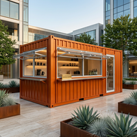 Café commercial extérieur personnalisé en structure métallique, économique et tendance, type conteneur