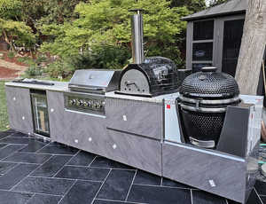 Cuisine d'Extérieur Modulaire Noire "Egg" avec <span class=keywords><strong>Four</strong></span> à <span class=keywords><strong>Pizza</strong></span>, en Acier Inoxydable – Ensemble de Meubles BBQ pour Fête en Jardin - Product Image 2