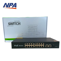AI PoE Switch 16 Port 10/100Mbps mit 2 Gigabit Uplink 1 SFP RJ45 AI Watchdog IEEE 802.3af/at 10.8Gbps IP-Kamera CCTV QoS