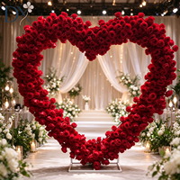 Gapura Bunga Mawar Merah Sutra Buatan Realistis untuk Dekorasi Pernikahan, Natal, Valentine, Acara, dan Photo Booth