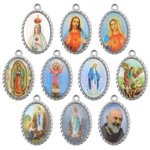 Decoración barata <span class=keywords><strong>de</strong></span> Nuestra Señora <span class=keywords><strong>de</strong></span> <span class=keywords><strong>Fátima</strong></span> medallón encanto Metal católico Santa <span class=keywords><strong>Fátima</strong></span> colgante Rosa collar accesorios 29*18mm - Product Image 1