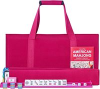 Jeu de Mahjong Américain Moderne 166 Tuiles Sac Fourre-tout en Toile 4 Supports Dés Jetons Cartes de Score Jeu de Divertissement Portable