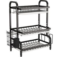 Égouttoir à vaisselle moderne en acier inoxydable à trois niveaux, type sur pied, portable, compact, ensemble d'égouttoir à vaisselle détachable, grand égouttoir à vaisselle