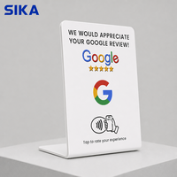 Carte de commentaires Google SIKA 12 cm en PVC acrylique, autocollant de table à détection inductive, étanche, compatible NFC, pour hôtels et restaurants