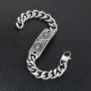 Bracelet en argent tibétain pour hommes, Style européen, motif étoile, Design géométrique, bijoux à maillons de chaîne à la mode, CE552 - Product Image 3