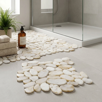 Mosaïque de galets de rivière plats écologiques de conception japonaise blanche naturelle pour tapis de sol de salle de bain et piscine extérieure
