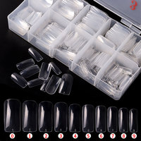 TSZS professionnel 500 pièces/boîte embouts d'ongles artificiels couverture complète ongles conseils acrylique Transparent naturel français demi-couverture conseils