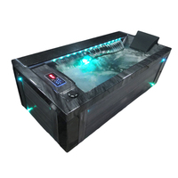 Luxe Led Lumière 1 Personnes Villa Baignoire Maison Air Massage Baignoire Intérieur Whirlpool Jet Hydromassage bain à remous spa