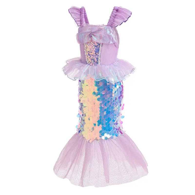 2023 New Girl Mermaid Ariel Princess Skirt Sequin Cosplay Mermaid Fishtail Dress Fashion Dress